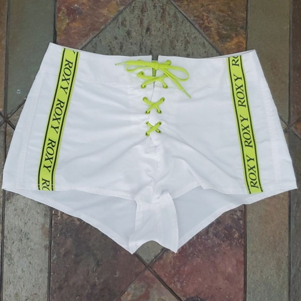 Victoria's Secret White and Neon Green Swim Shorts